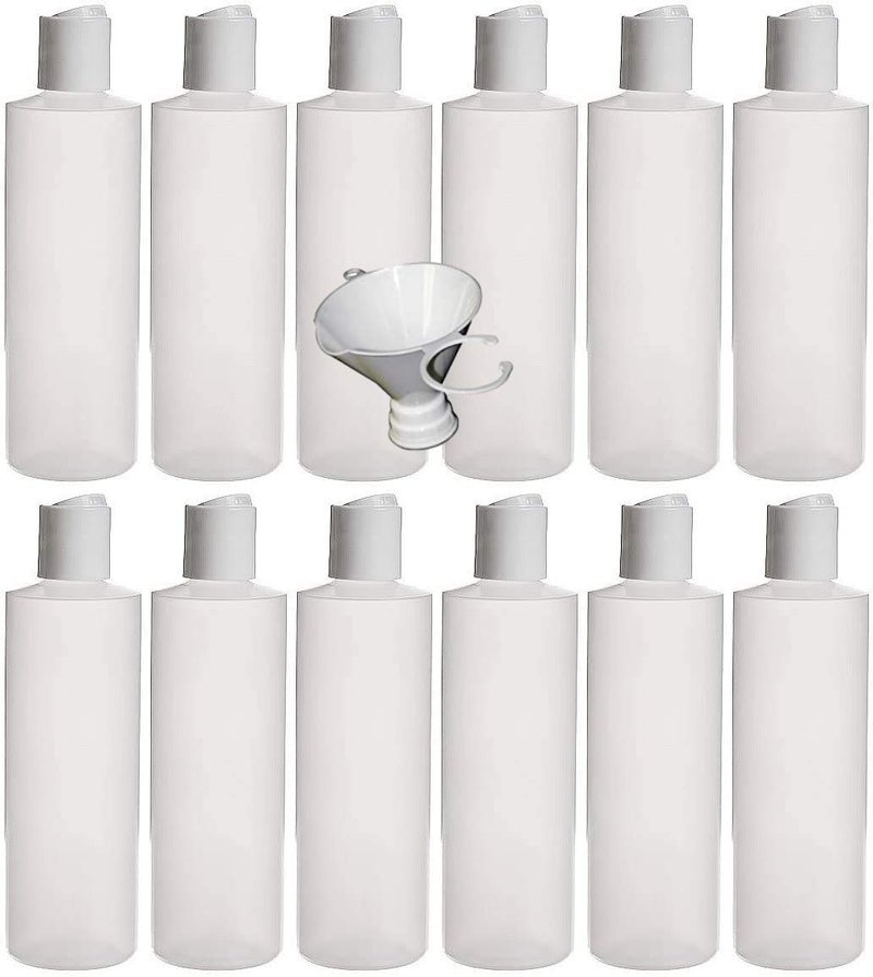 Earth's Essentials 12 Pack Of Refillable Eight Ounce. Squeeze Bottles With One Hand Press Cap Dispenser Tops-Great For Dispensing Lotions, Shampoos and Massage Oils. - Image 1
